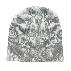 vintage y2k 2000s affliction skull style beanie grunge emo skater goth cross